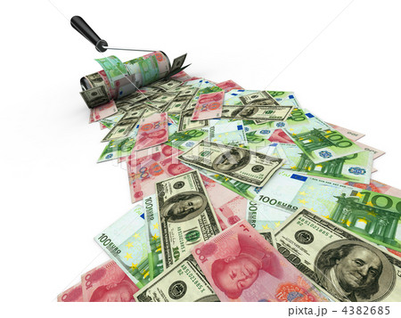 Roller brush with dollar, euro and yuan Roller brush with dollar, euro and yuan 4382685