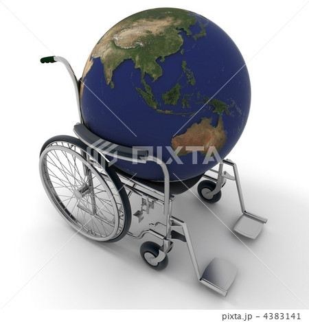 World map on a wheelchair 4383141