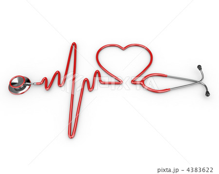 Stethoscope and a silhouette of the heart and ECG 4383622
