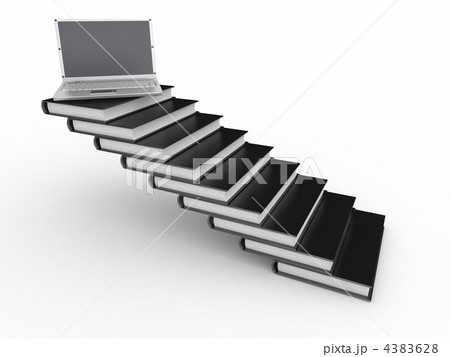 Staircase from books and laptop on the top Staircase from books and laptop on the top 4383628