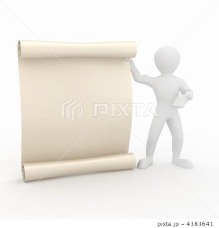 Men with vintage aged papyrus. 3d 4383641