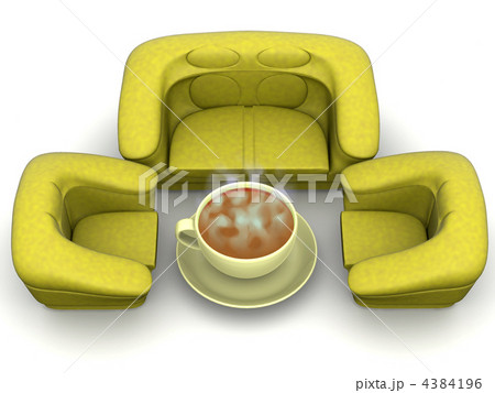 Armchair with cup of coffee. 3d 4384196