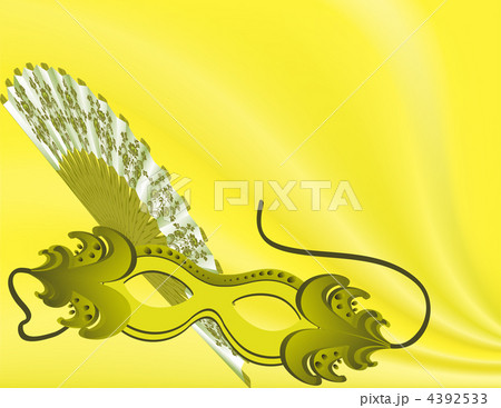 Hand-held fan and a mask. 4392533