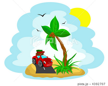 car with the luggage under a palm tree 4392707