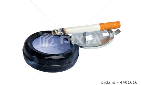 Burning cigarette in the ashtray. 4401616