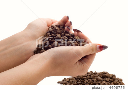 Female hands and coffee beans 4406726
