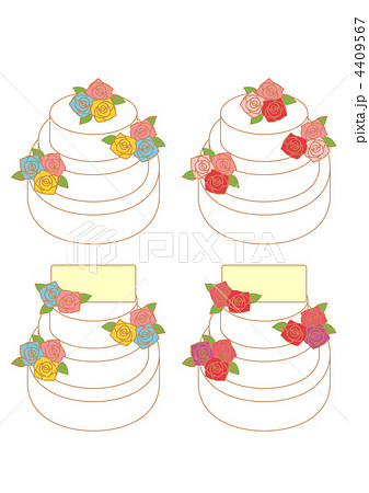 ウェディングケーキ バラ のイラスト素材