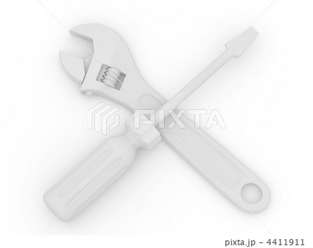 Wrench and screwdriver. Tools. 3d 4411911