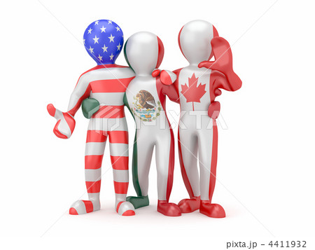 NAFTA. People in color of national flag. 4411932