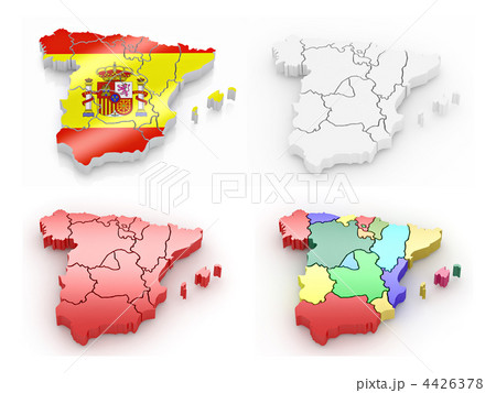 Three-dimensional map of Spain on white isolated background Three-dimensional map of Spain on white isolated background 4426378