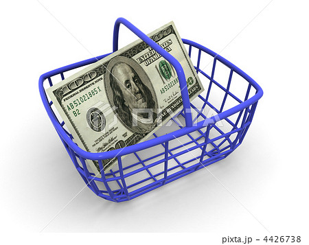 Consumer's basket with handred dollars. 4426738
