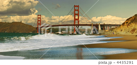 Panoramic view on Golden Gate bridge. 4435291