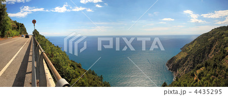 Panoramic view on hill and Mediterranean Sea. 4435295