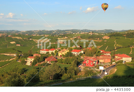 Air balloon over vineyards in italy. Air balloon over vineyards in italy. 4435300