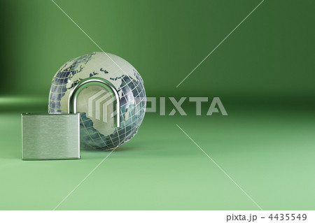 Earth with padlock on green background 4435549