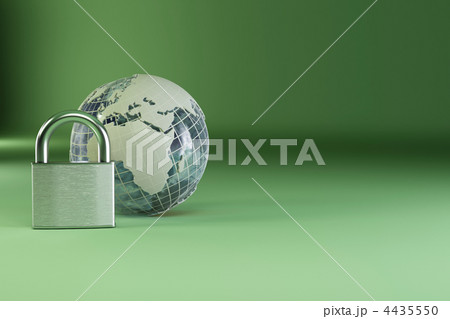 Earth with padlock on green background 4435550