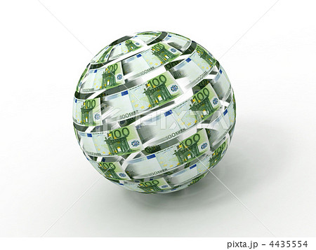 Sphere from euro on white isolated background. 3d 4435554
