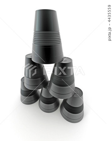 Pyramid from inverted  plastic cups on isolated background 4435559