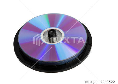 Spindle of computer disks isolated over white 4443522