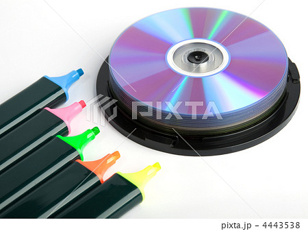 Colored markers and spindel of compact disks 4443538