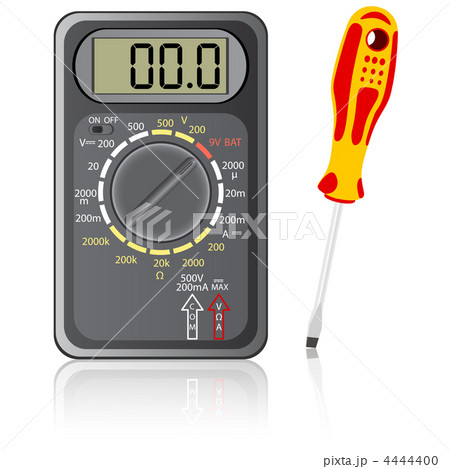 Multimeter of black color and screwdriver 4444400