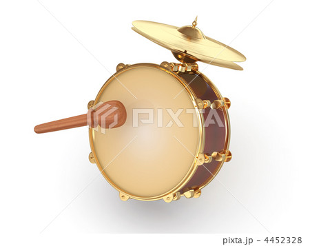 Drum and drumstick on white isolated background. 4452328