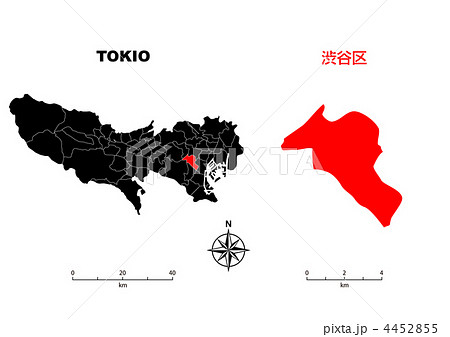 渋谷区 東京地図のイラスト素材