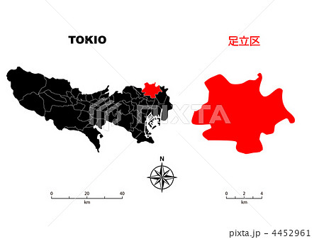 足立区 東京地図のイラスト素材