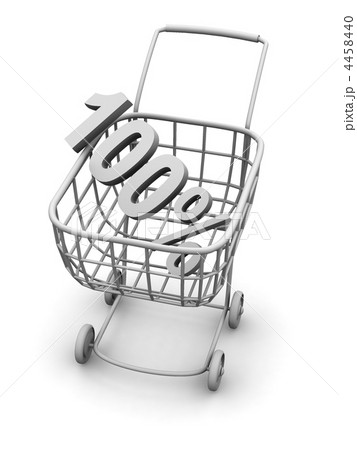 Consumer basket with 100 percent. 3d Consumer basket with 100 percent. 3d 4458440