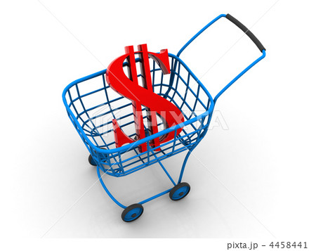 Consumer basket with dollar. 3d Consumer basket with dollar. 3d 4458441
