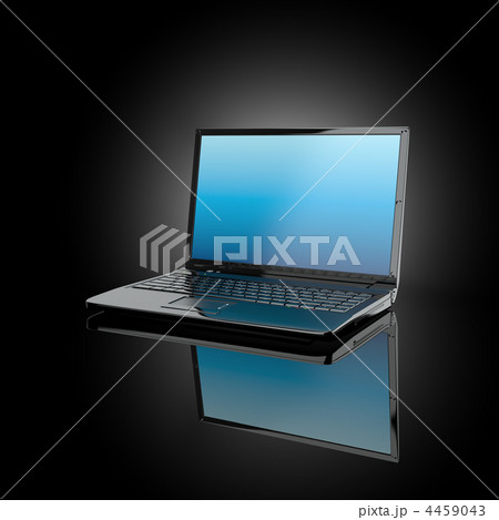 Opened laptop on black background. 3d Opened laptop on black background. 3d 4459043