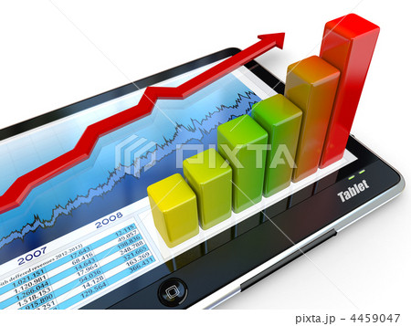 Tablet pc and business graph on the screen 4459047
