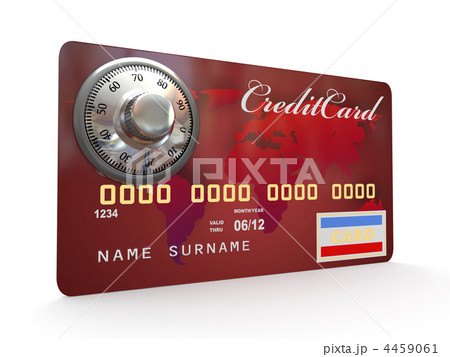 Credit card with steel security lock on white background 4459061