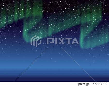 星空と海とオーロラのイラスト素材 4460708 Pixta