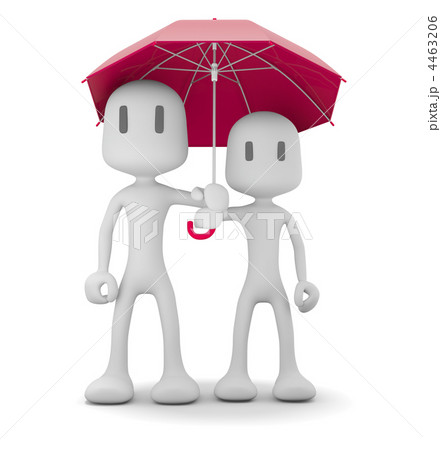 傘とふたり 正面 のイラスト素材