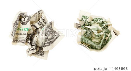 two sides of one crumpled dollar isolated on white with clipping 4463668