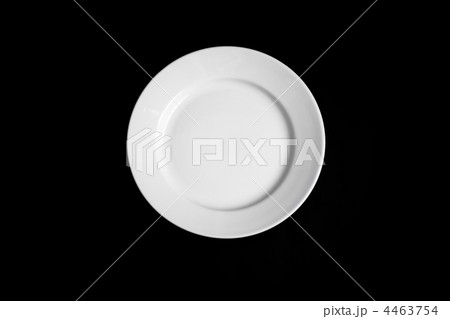 White round plate isolated on black background 4463754