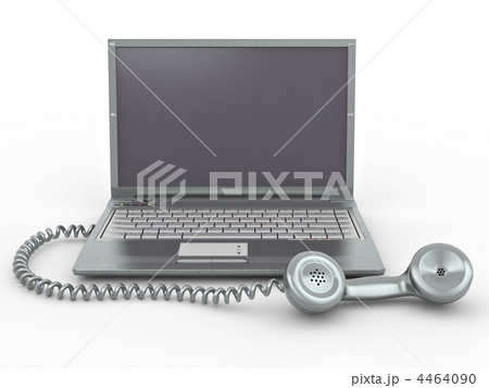 Laptop with old-fashioned phone reciever 4464090