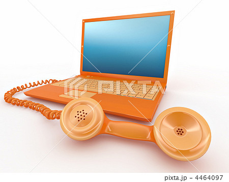 Laptop with old-fashioned phone reciever Laptop with old-fashioned phone reciever 4464097