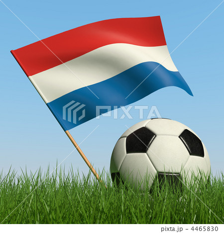 Soccer ball in the grass and flag of Netherlands. Soccer ball in the grass and flag of Netherlands. 4465830