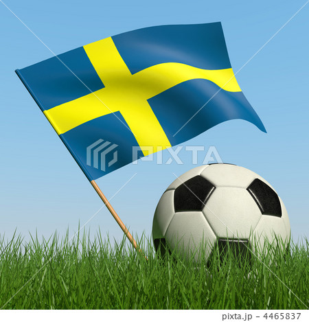 Soccer ball in the grass and flag of Sweden. Soccer ball in the grass and flag of Sweden. 4465837