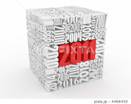 New year 2011. Cube consisting of the numbers 4466450
