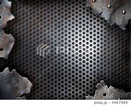 grunge crack metal background with rivets 4467989