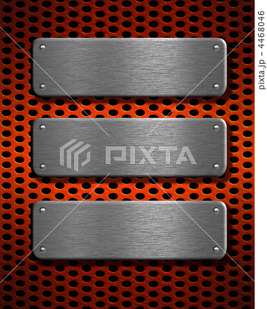 three metal plates over red grid background three metal plates over red grid background 4468046