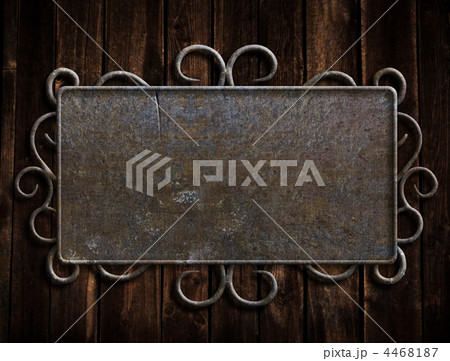 Vintage metal plate  on old oak door 4468187