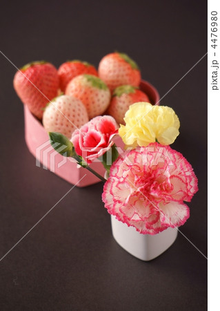 カーネーションと白イチゴ 4476980