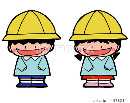 笑顔の園児 スモック着用 男女 のイラスト素材