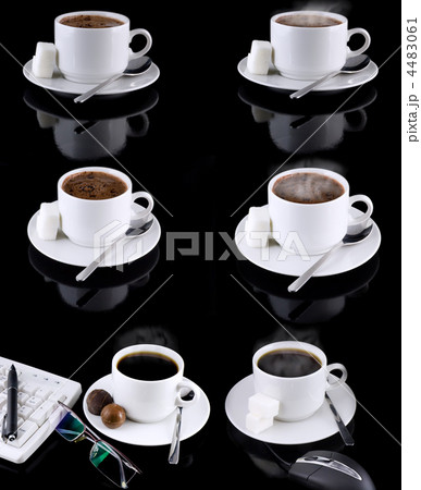 Collage  of various coffee cups on black. 4483061