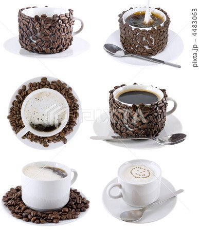 Collage of various coffee cups. Isolated 4483063