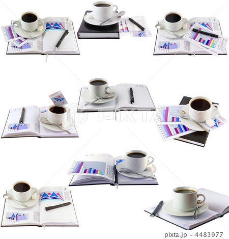 Business collage,collection-coffee cup,organizer. Business collage,collection-coffee cup,organizer. 4483977